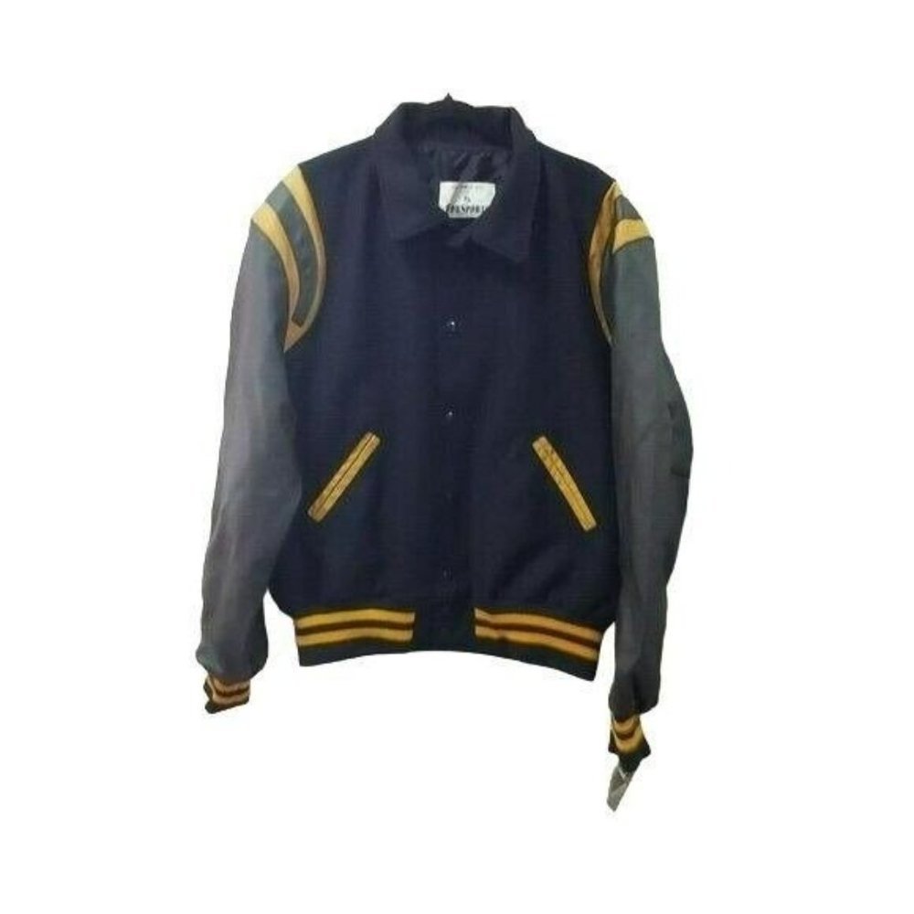 MENS VARSITY JACKET BLACK  LEATHER EMBROIDER NORTHERN HOLLOWAY THE ORIGINA SMALL